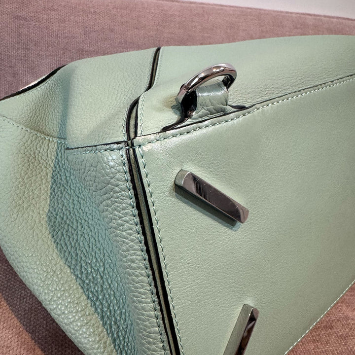 Loewe Medium Gingham Puzzle Bag In Green