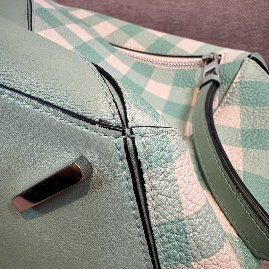 Loewe Medium Gingham Puzzle Bag In Green