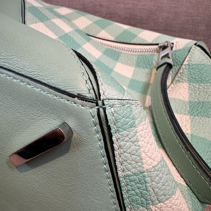 Loewe Medium Gingham Puzzle Bag In Green