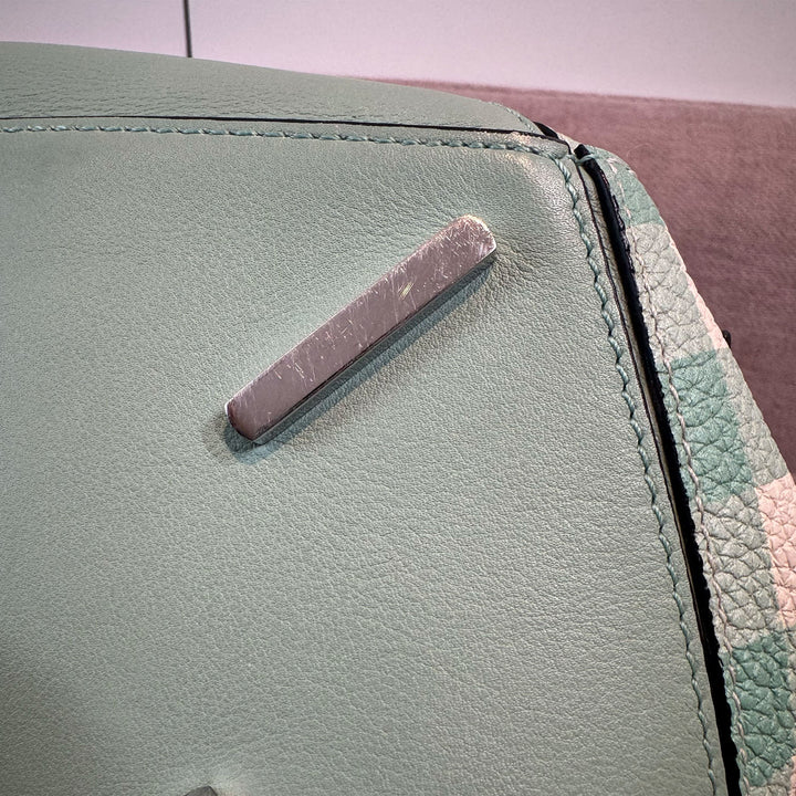 Loewe Medium Gingham Puzzle Bag In Green