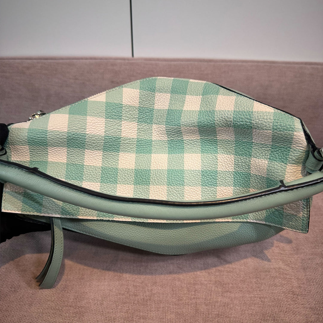 Loewe Medium Gingham Puzzle Bag In Green