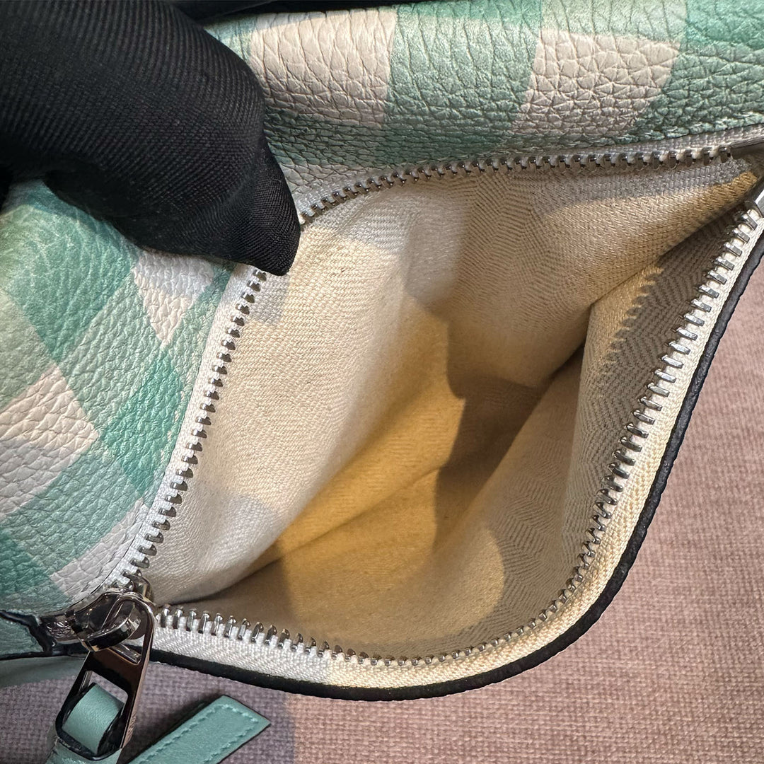 Loewe Medium Gingham Puzzle Bag In Green