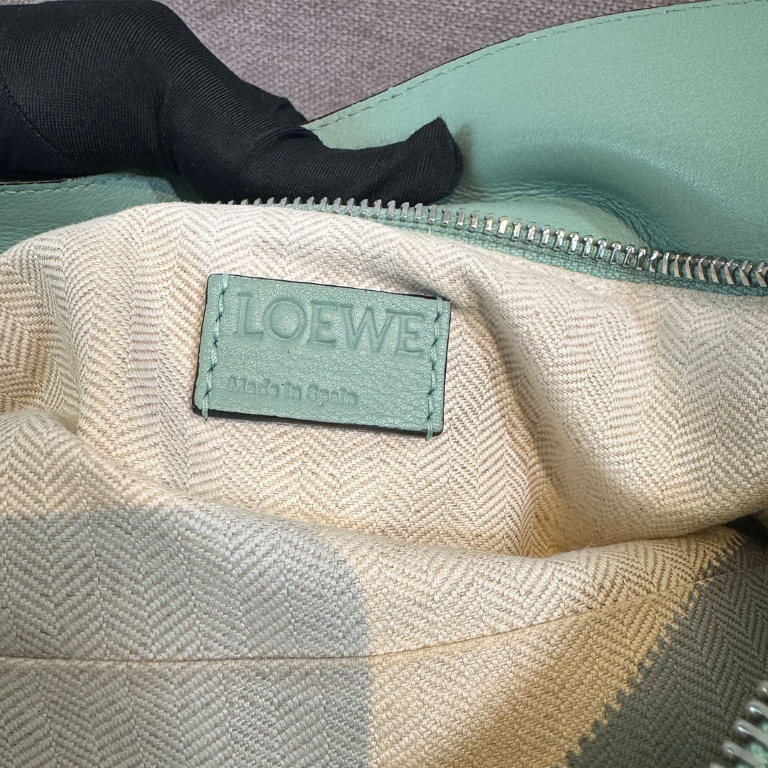 Loewe Medium Gingham Puzzle Bag In Green