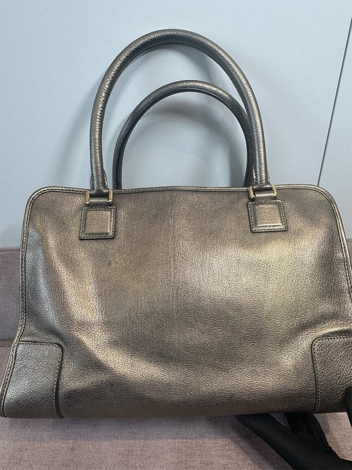 Loewe Vintage Rare Amazona 35cm Gold Bronze Leather Gold Hardware