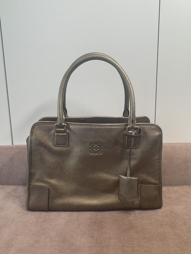 Loewe Vintage Rare Amazona 35cm Gold Bronze Leather Gold Hardware