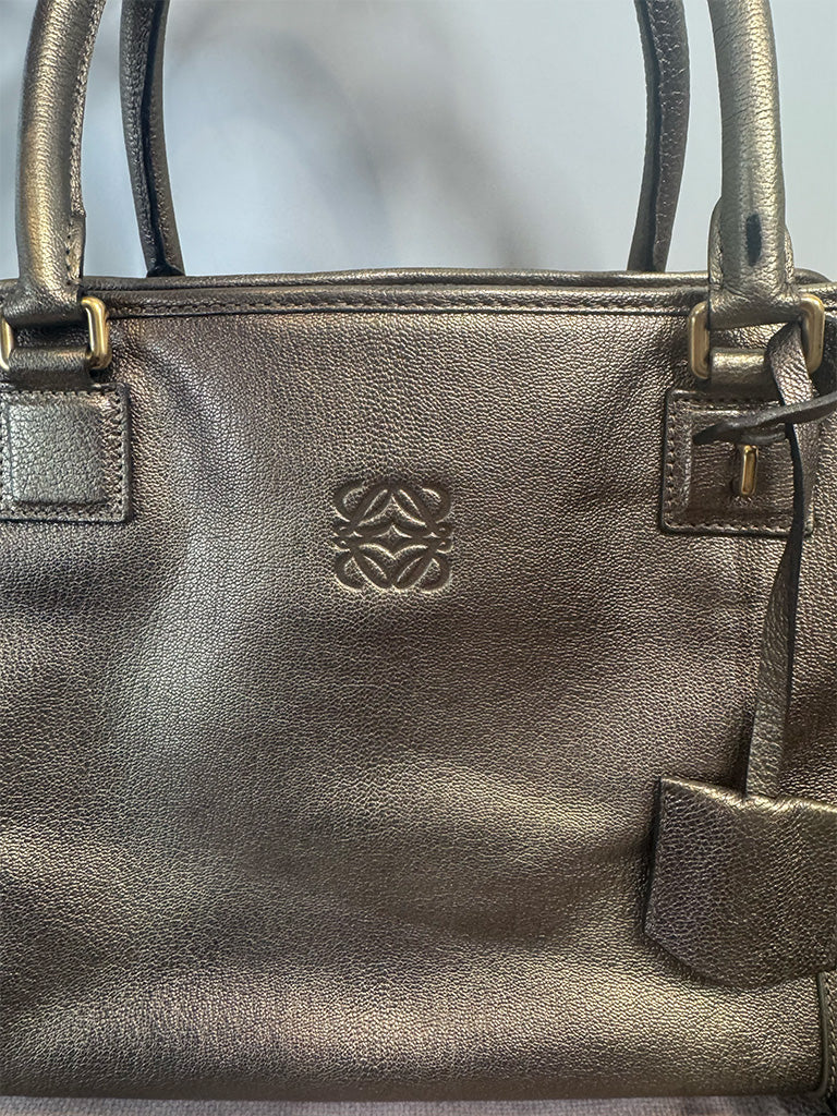 Loewe Vintage Rare Amazona 35cm Gold Bronze Leather Gold Hardware
