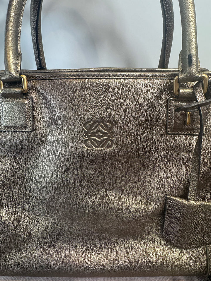 Loewe Vintage Rare Amazona 35cm Gold Bronze Leather Gold Hardware