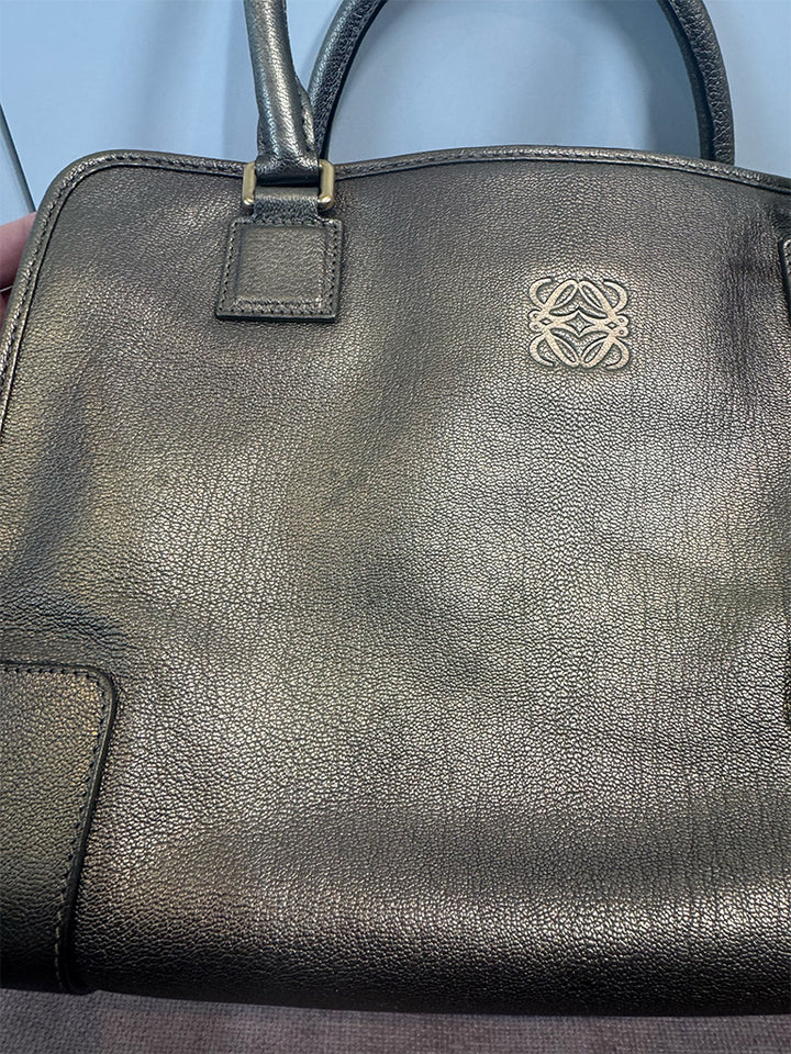 Loewe Vintage Rare Amazona 35cm Gold Bronze Leather Gold Hardware