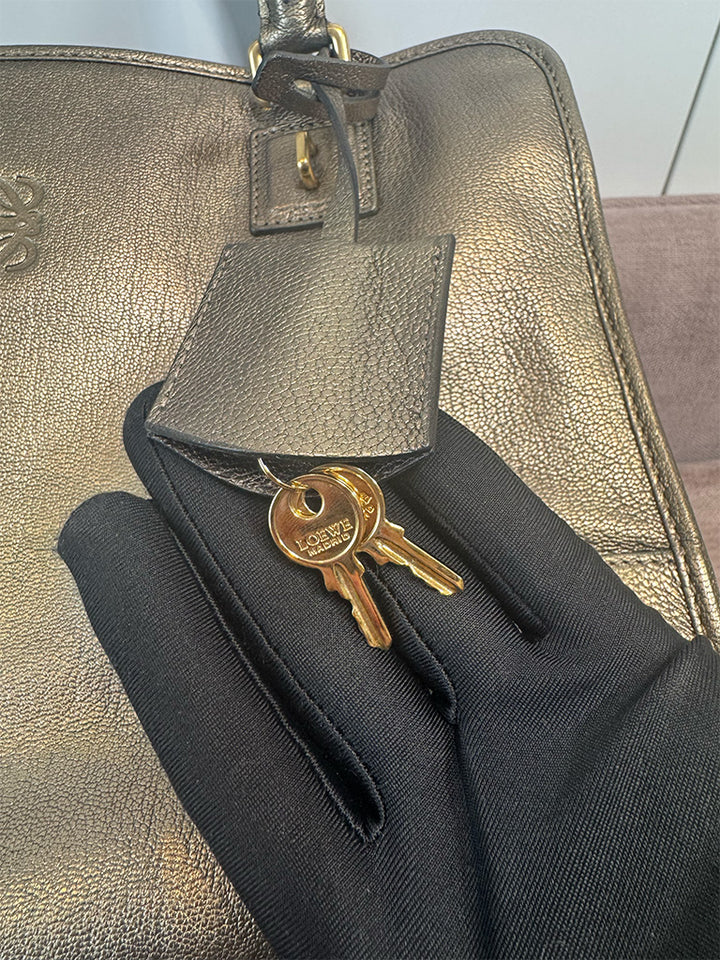 Loewe Vintage Rare Amazona 35cm Gold Bronze Leather Gold Hardware