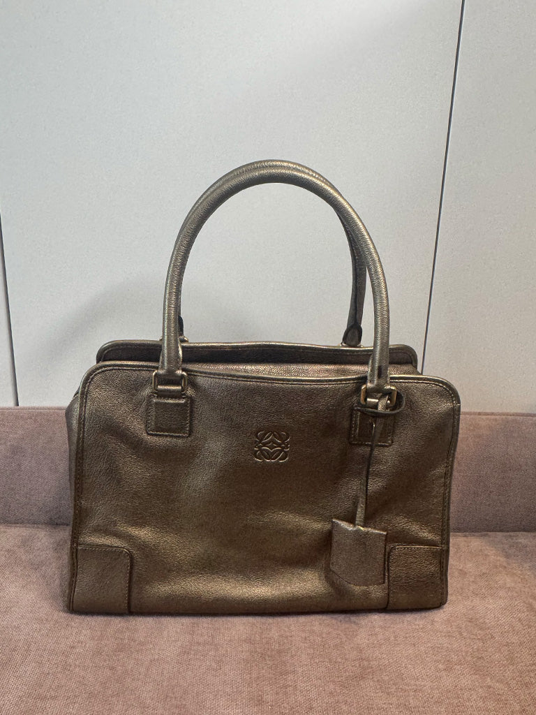 Loewe Vintage Rare Amazona 35cm Gold Bronze Leather Gold Hardware