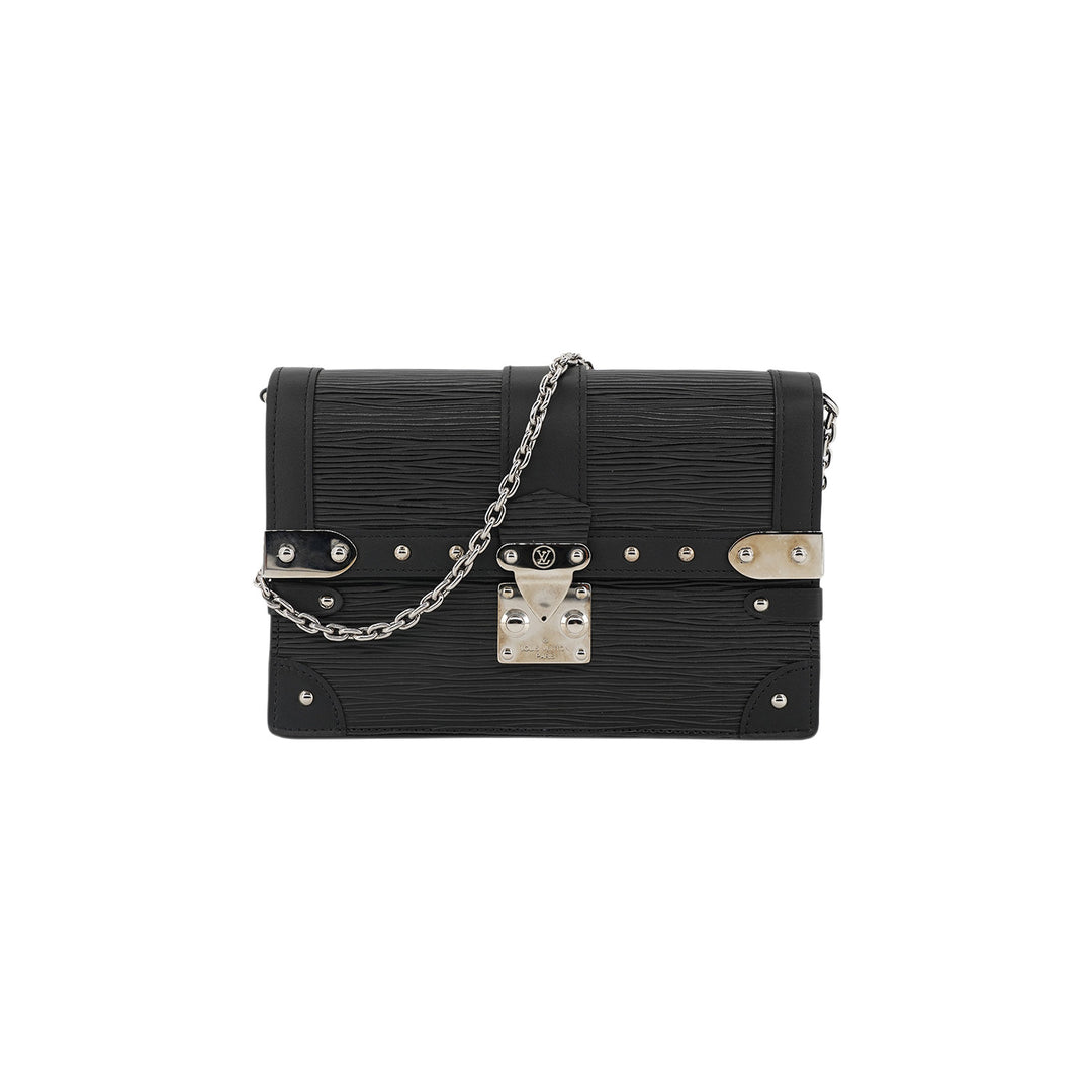 Louis Vuitton Trunk Chain Wallet Black Epi Leather Silver Hardware