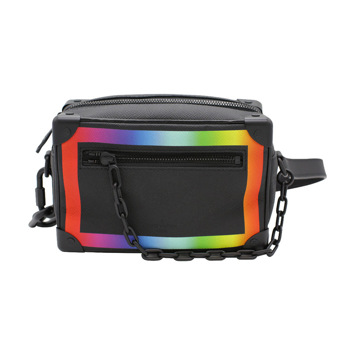 Louis Vuitton Mini Soft Trunk Bag Black Rainbow Taiga Leather Matte Black Hardware