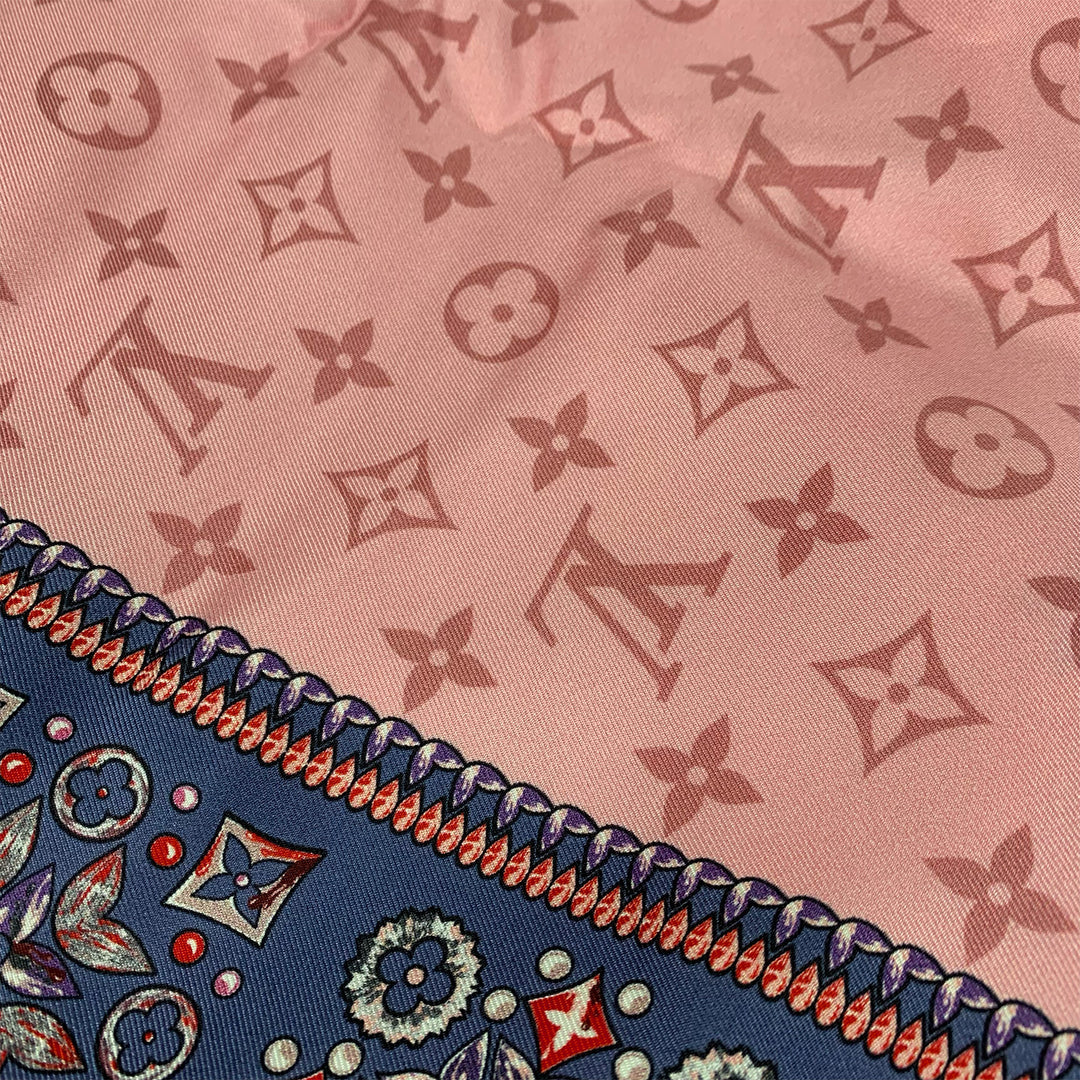 Louis Vuitton Wrap Monogram Logo Oversize Square Barbie Pink Silk Scarf M75766