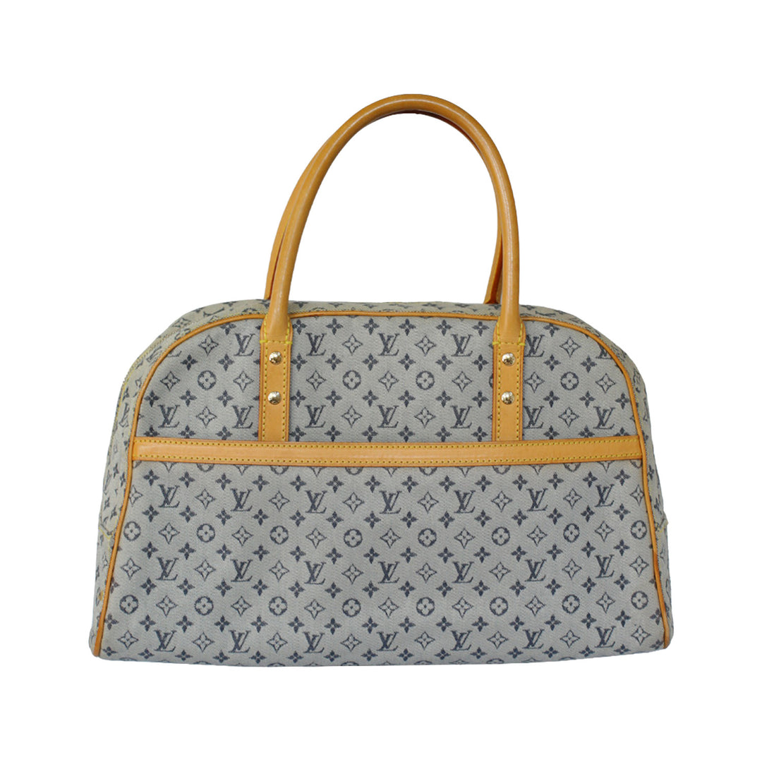 Louis Vuitton Vintage Monogram Mini Lin Marie Satchel Bag Blue Denim Canvas Gold Hardware