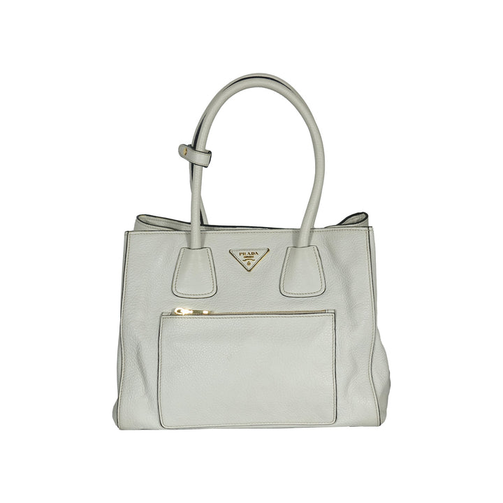 Prada Vitello Phenix Tote Bag White Gold Hardware