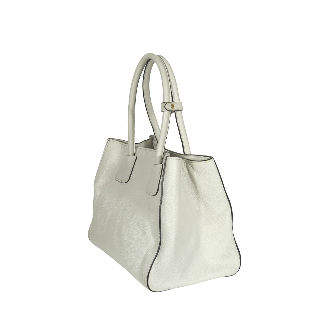 Prada Vitello Phenix Tote Bag White Gold Hardware