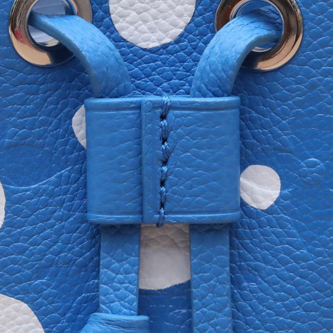 Louis Vuitton Blue Clair M81985 Women's Leather Monogram Empreinte Nano Noe LV x YK Yayoi Kusama Shoulder Bag