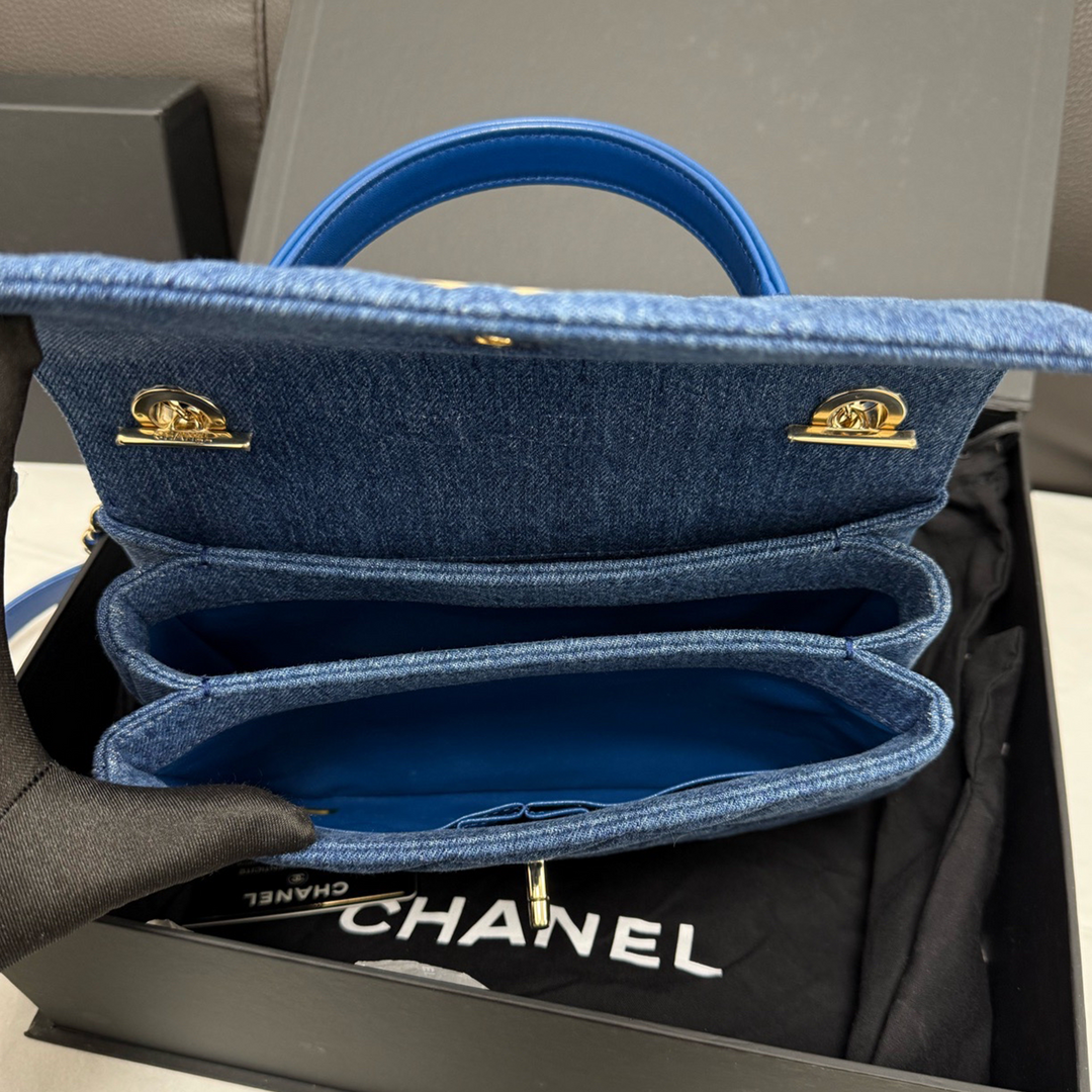 Chanel Trendy CC Blue Denim Top Handle Bag Small