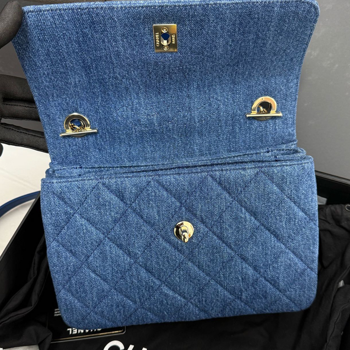 Chanel Trendy CC Blue Denim Top Handle Bag Small