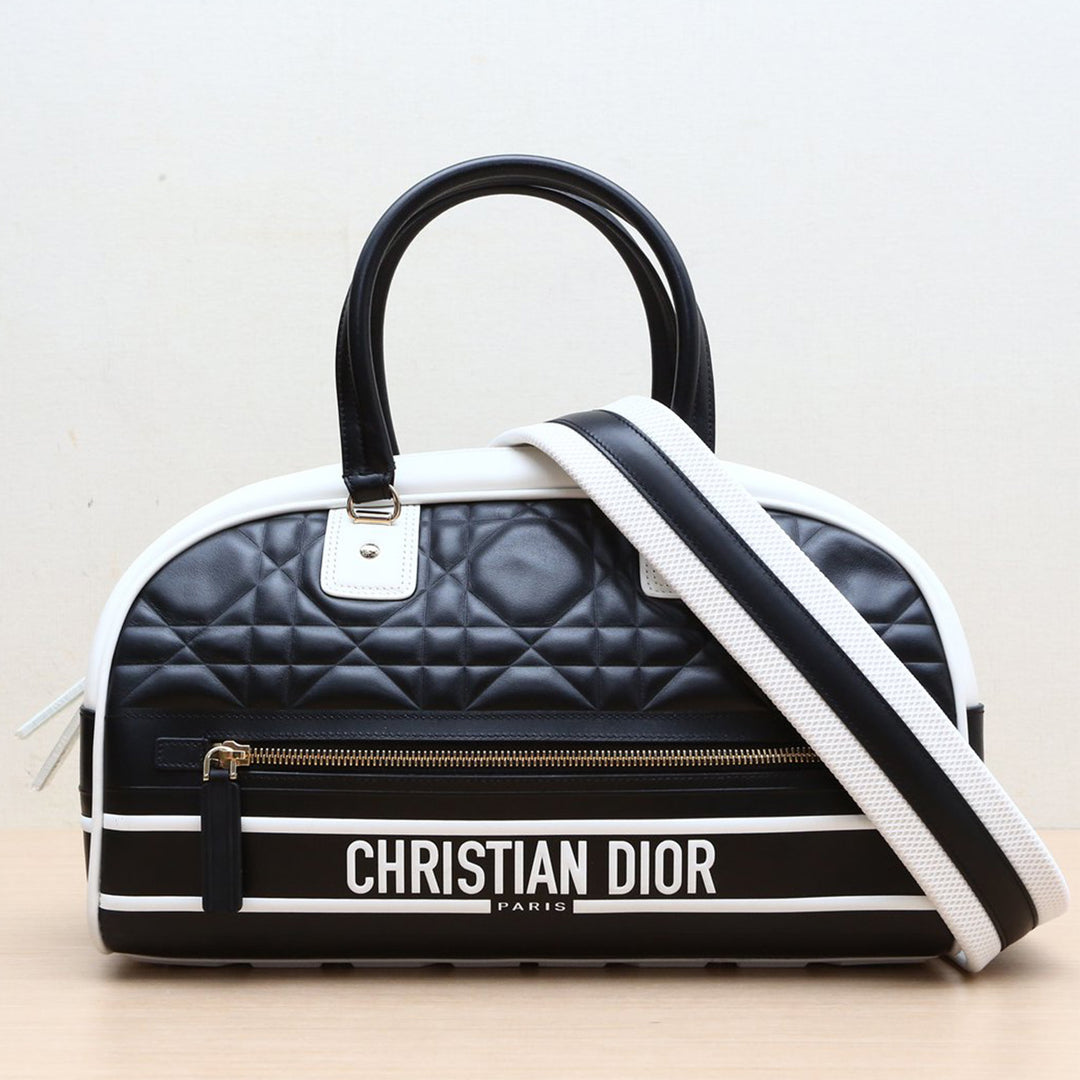 Christian Dior Travel Bag With Shoulder Strap Limited Edition Black White