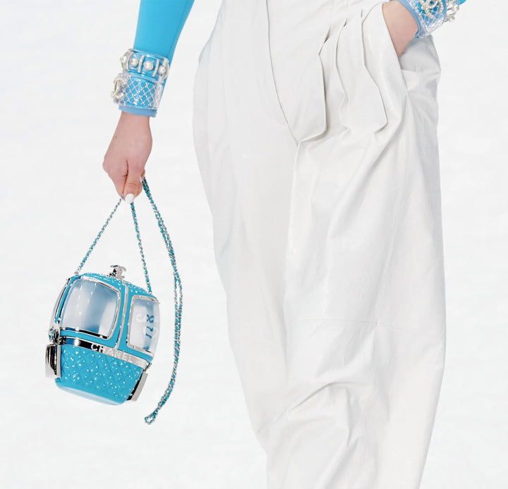 Chanel Minaudière Blue Snow Gondola Cable Car Silver-Tone Hardware Bag *Extreme Rare*