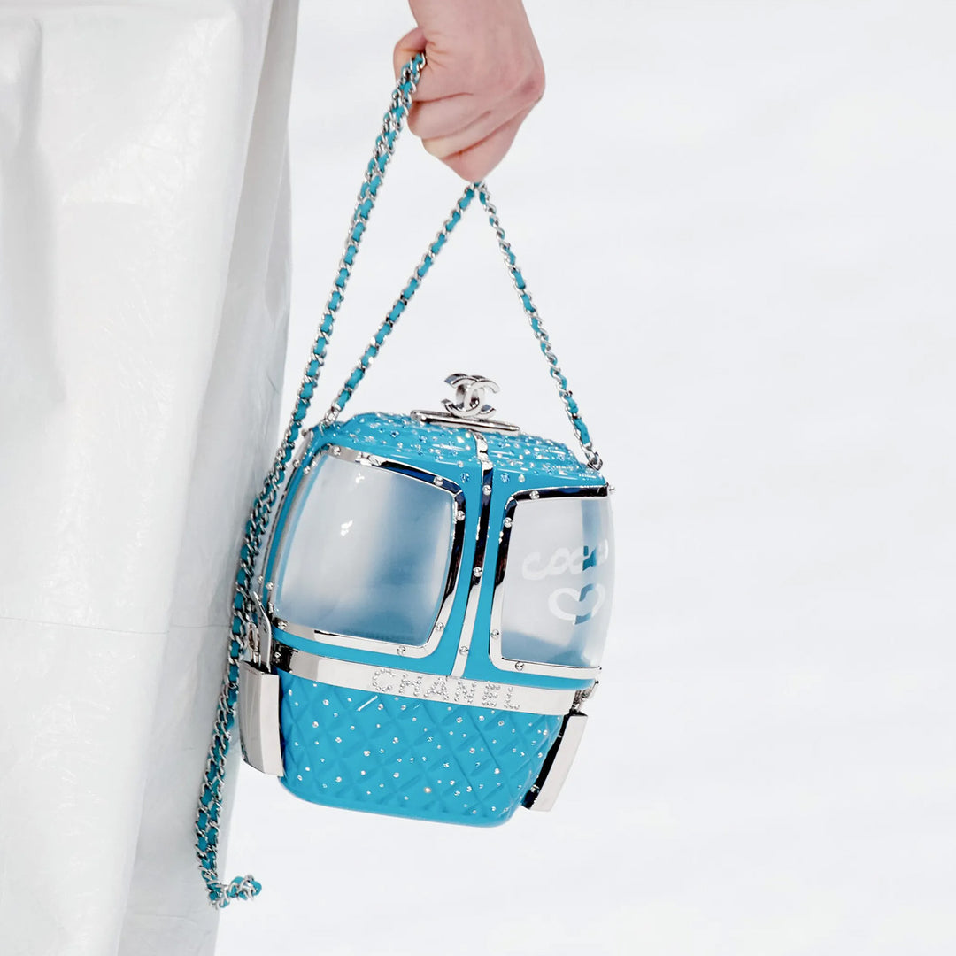 Chanel Minaudière Blue Snow Gondola Cable Car Silver-Tone Hardware Bag *Extreme Rare*