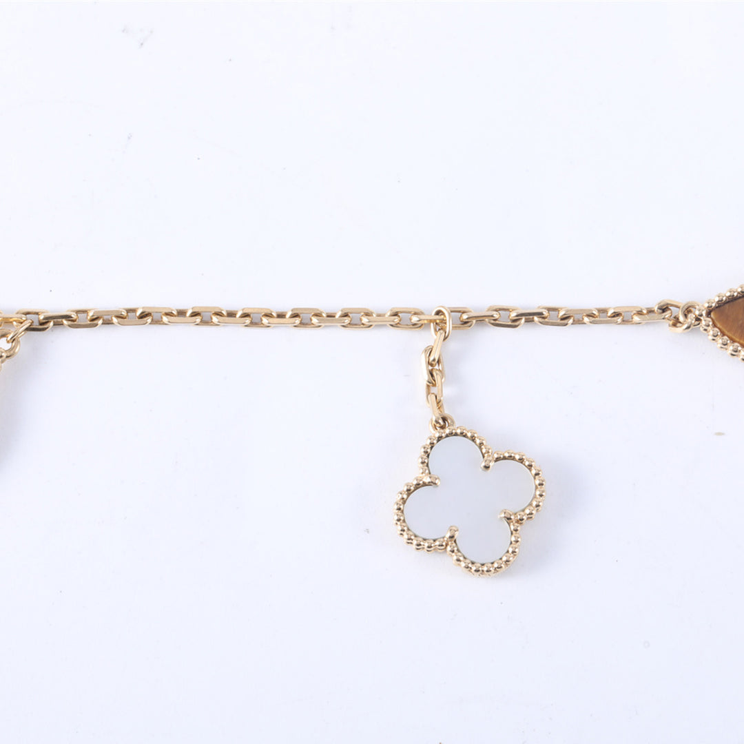 Van Cleef & Arpels Yellow Gold Lucky Alhambra 4 Motif Bracelet S-M Size