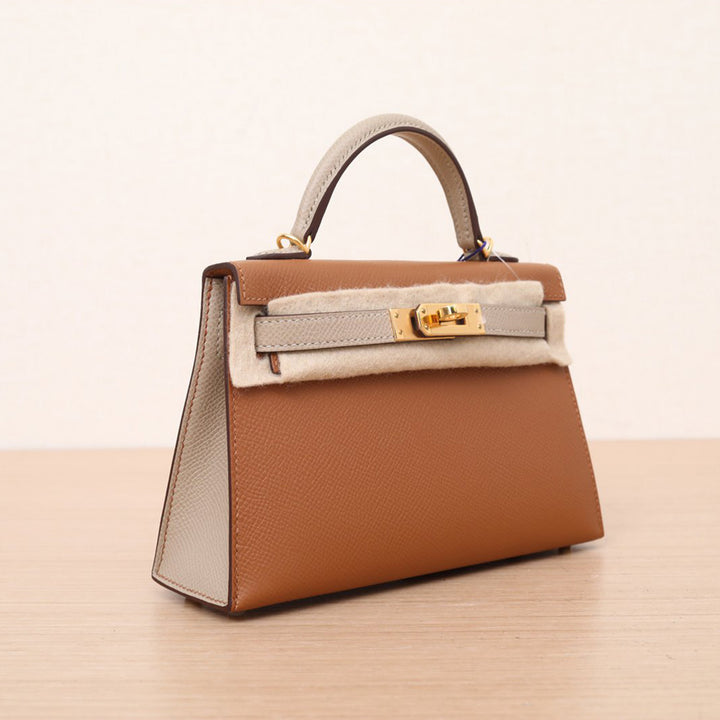 Hermes Mini Kelly II 19cm S2 Trench 37 Gold Z Stamp Gold Hardware