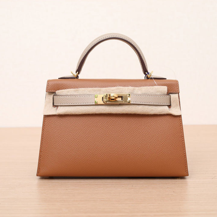 Hermes Mini Kelly II 19cm S2 Trench 37 Gold Z Stamp Gold Hardware