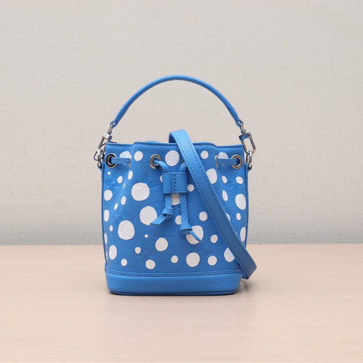 Louis Vuitton Blue Clair M81985 Women's Leather Monogram Empreinte Nano Noe LV x YK Yayoi Kusama Shoulder Bag