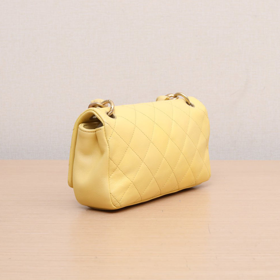 Chanel Leather Entwined Chain Bag Yellow