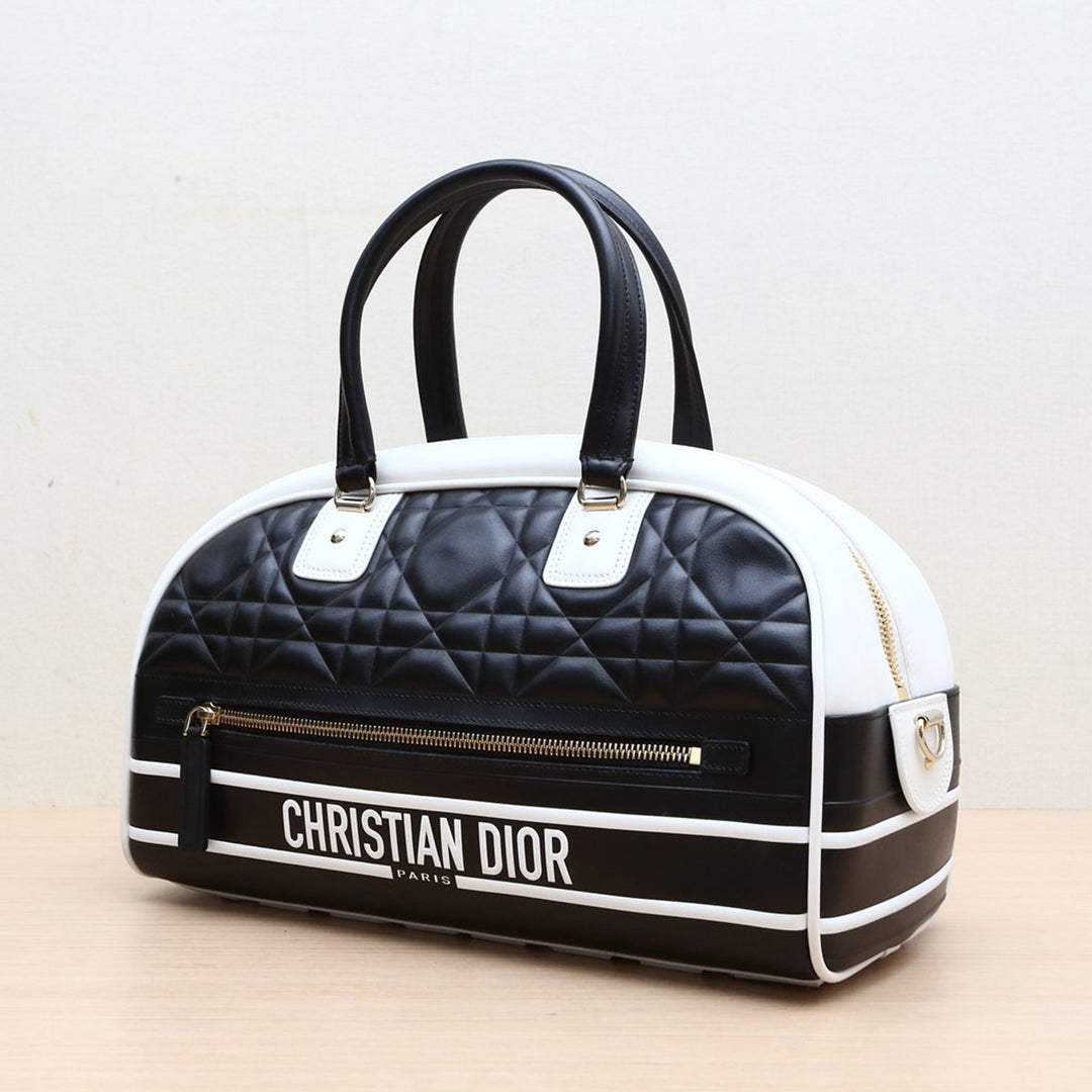 Christian Dior Travel Bag With Shoulder Strap Limited Edition Black White