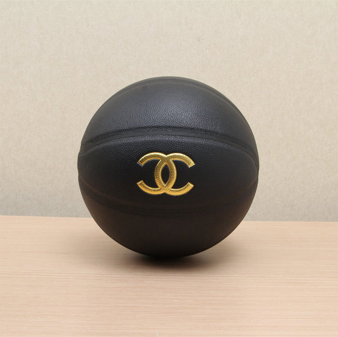 Chanel Rare Gold Black Rubber Calfskin Chain Net Basketball Minaudiere Bag