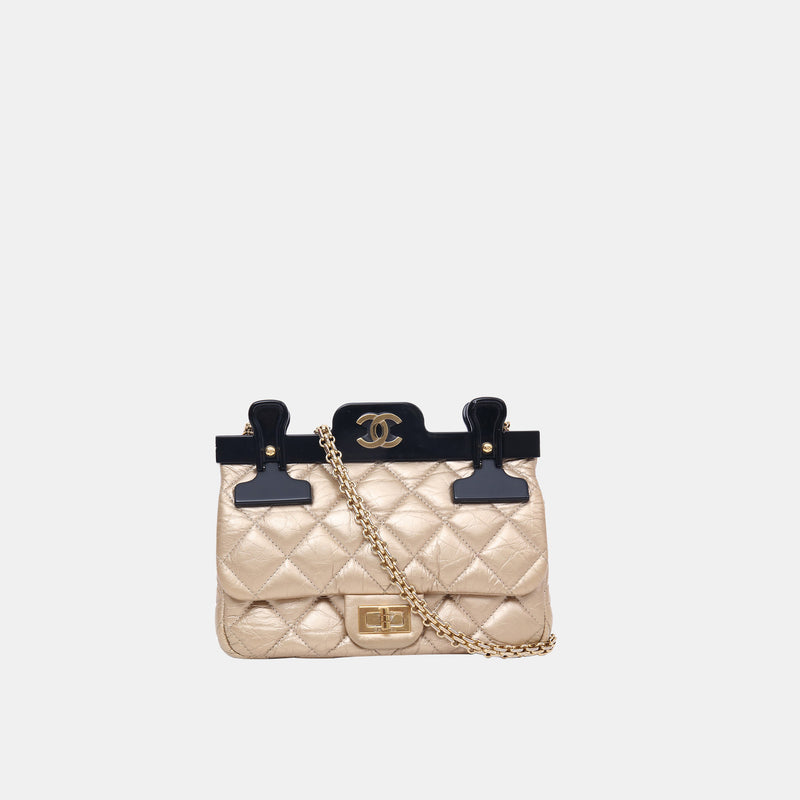 Chanel Gold Quilted Printed Leather Limited Edition Reissue 2.55 Flap Bag  Chanel