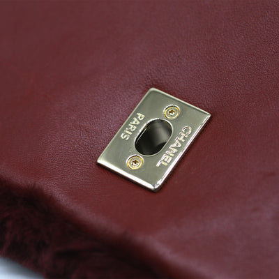Chanel *Rare* Burgundy 2017 Metiers D'Art Rabbit Fur Top Handle Bag