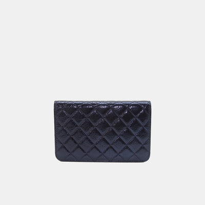 Chanel Navy Blue Wallet On Chain Patent Leather Shoulder Bag