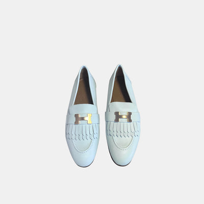 Hermès Royal Loafer White with Rose Gold Hardware Size 36