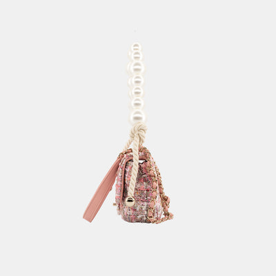 Chanel *Rare Runway* Pink Tweed Fabric & Pearls Classic Single Flap Bag