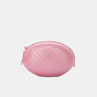 Chanel *Runway Collection* Pink Chevron Stitched Leather Box Evening Bag