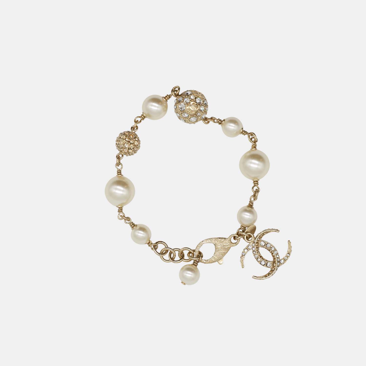 Chanel - Gold Tortoiseshell & Faux Pearl Button 'CC' Earrings