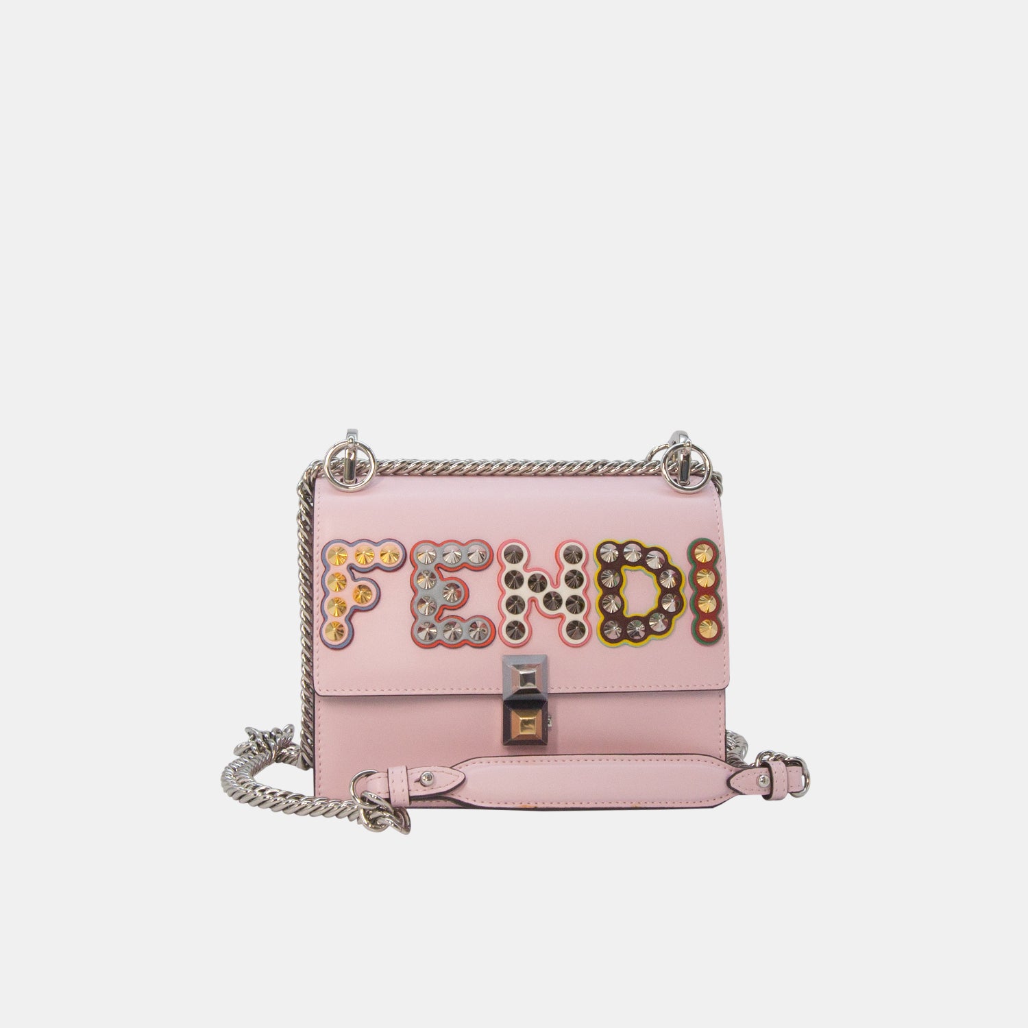 Fendi Leather Pink Multi Embellished Logo Kan I Bag – Trésor Vintage