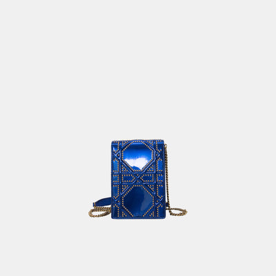 Dior Blue Diorama Vertical Leather Clutch Bag