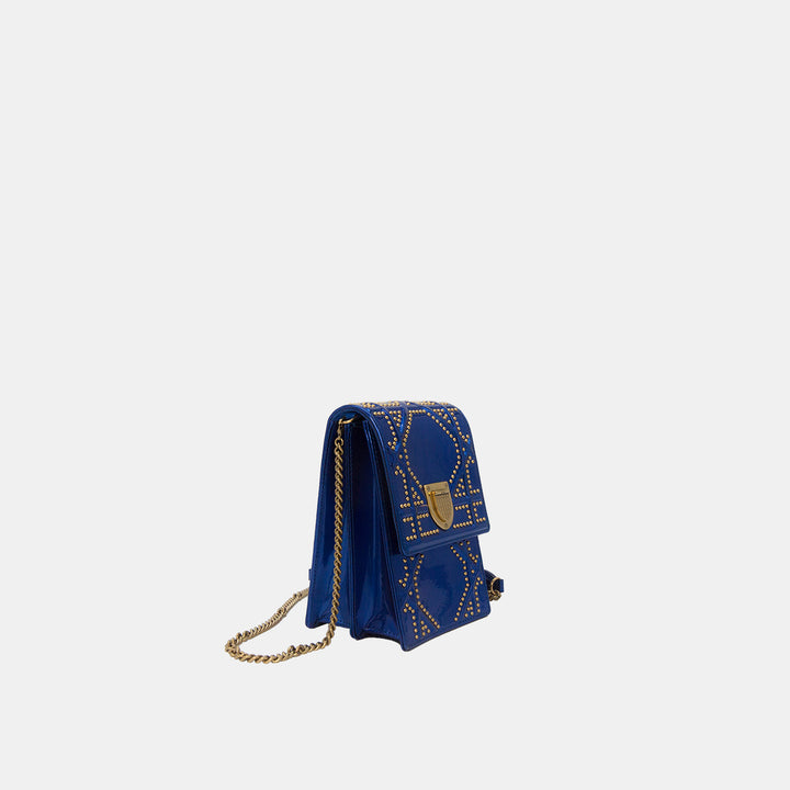 Dior Blue Diorama Vertical Leather Clutch Bag