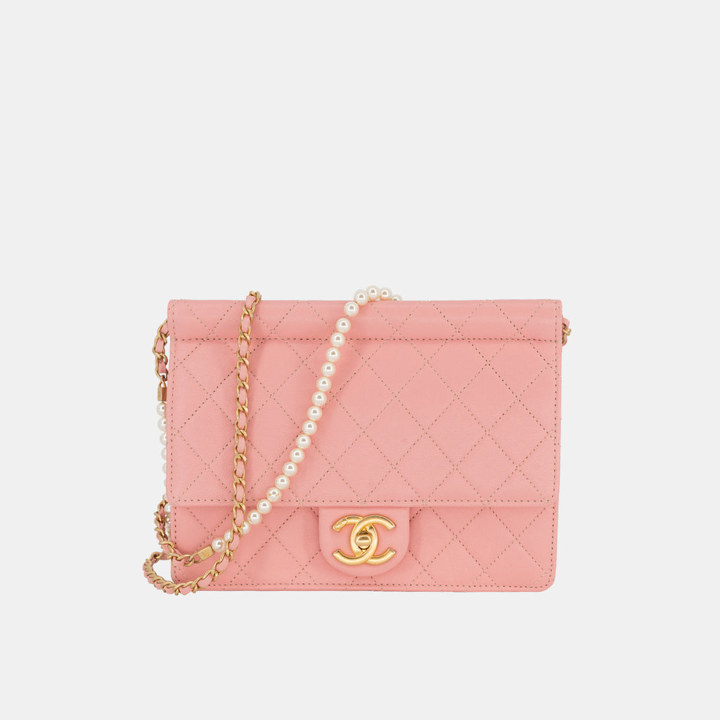 Pink Quilted Lambskin New Classic Double Flap Jumbo