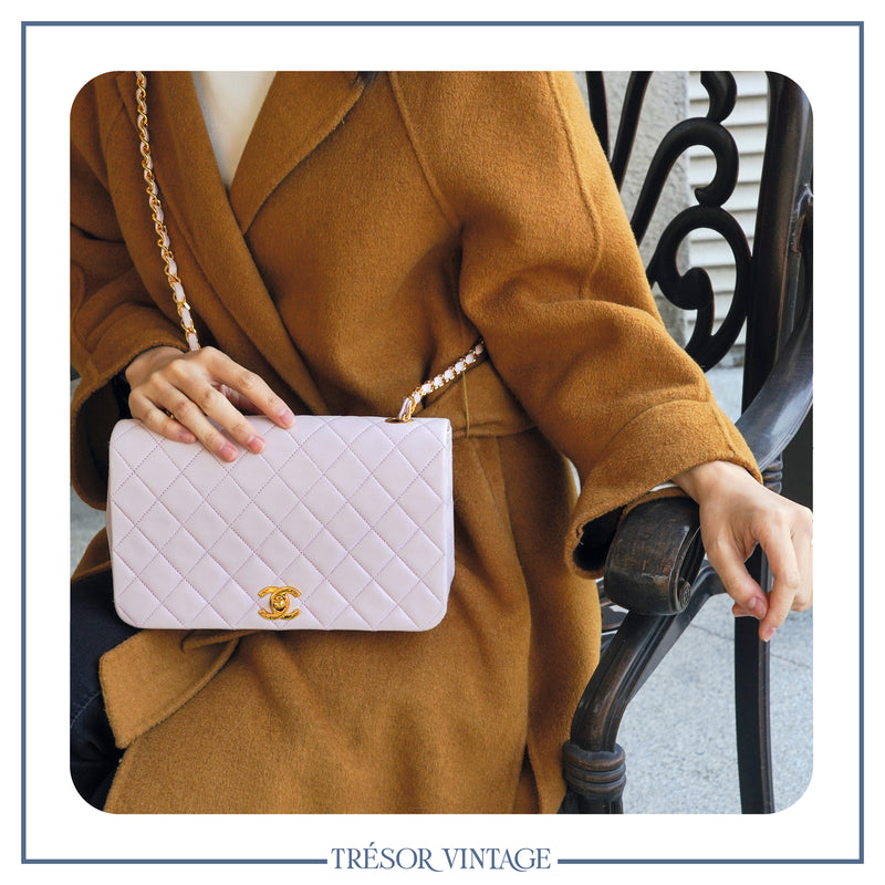 Chanel Vintage *Rare* Classic Full Flap Bag In Light Pink – Trésor