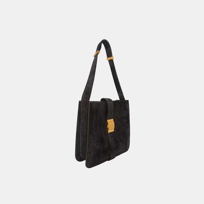 Bottega Veneta Black Marie Suede Leather Shoulder Bag