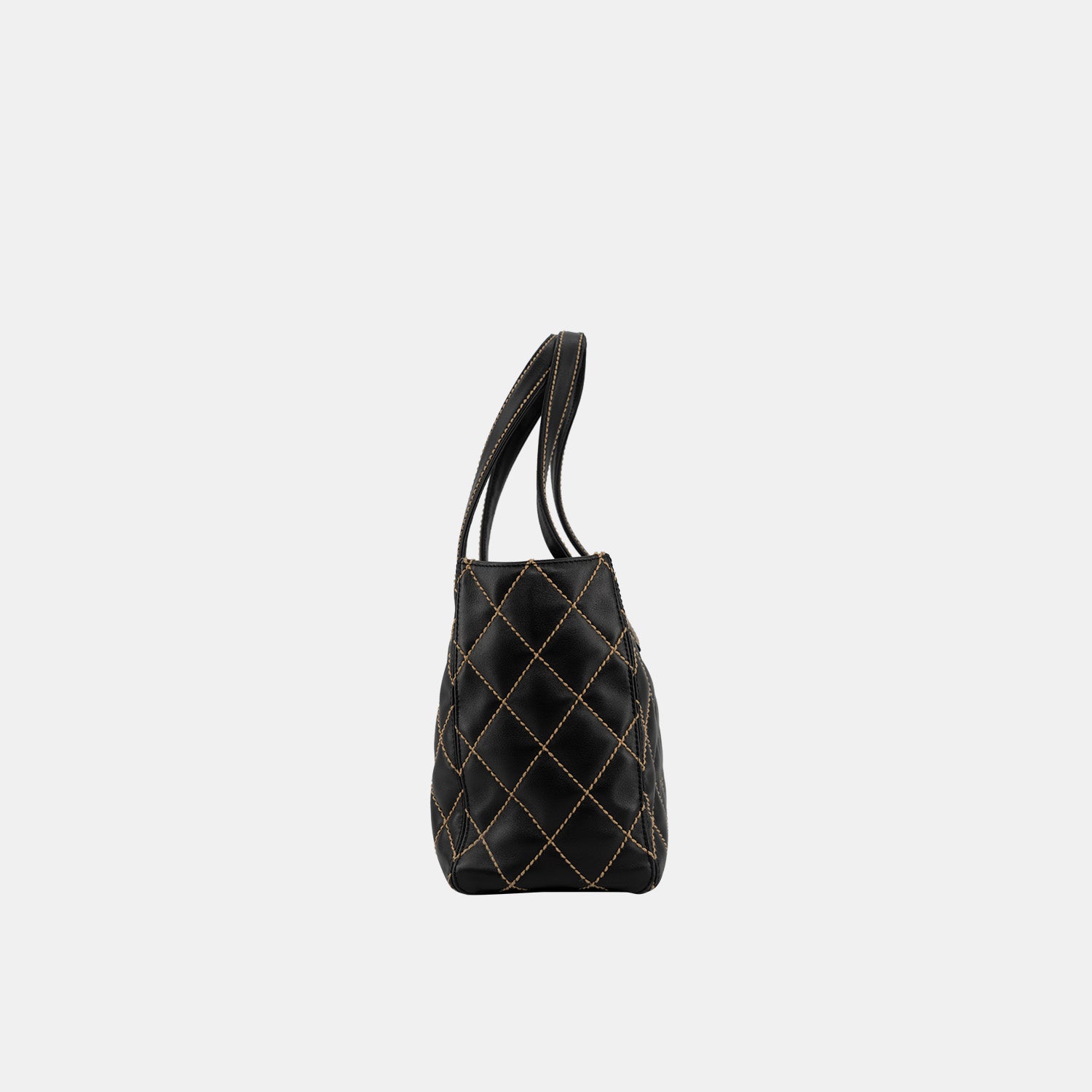 Chanel Wild Stitch Black Calfskin Leather Quilt Small Tote Bag