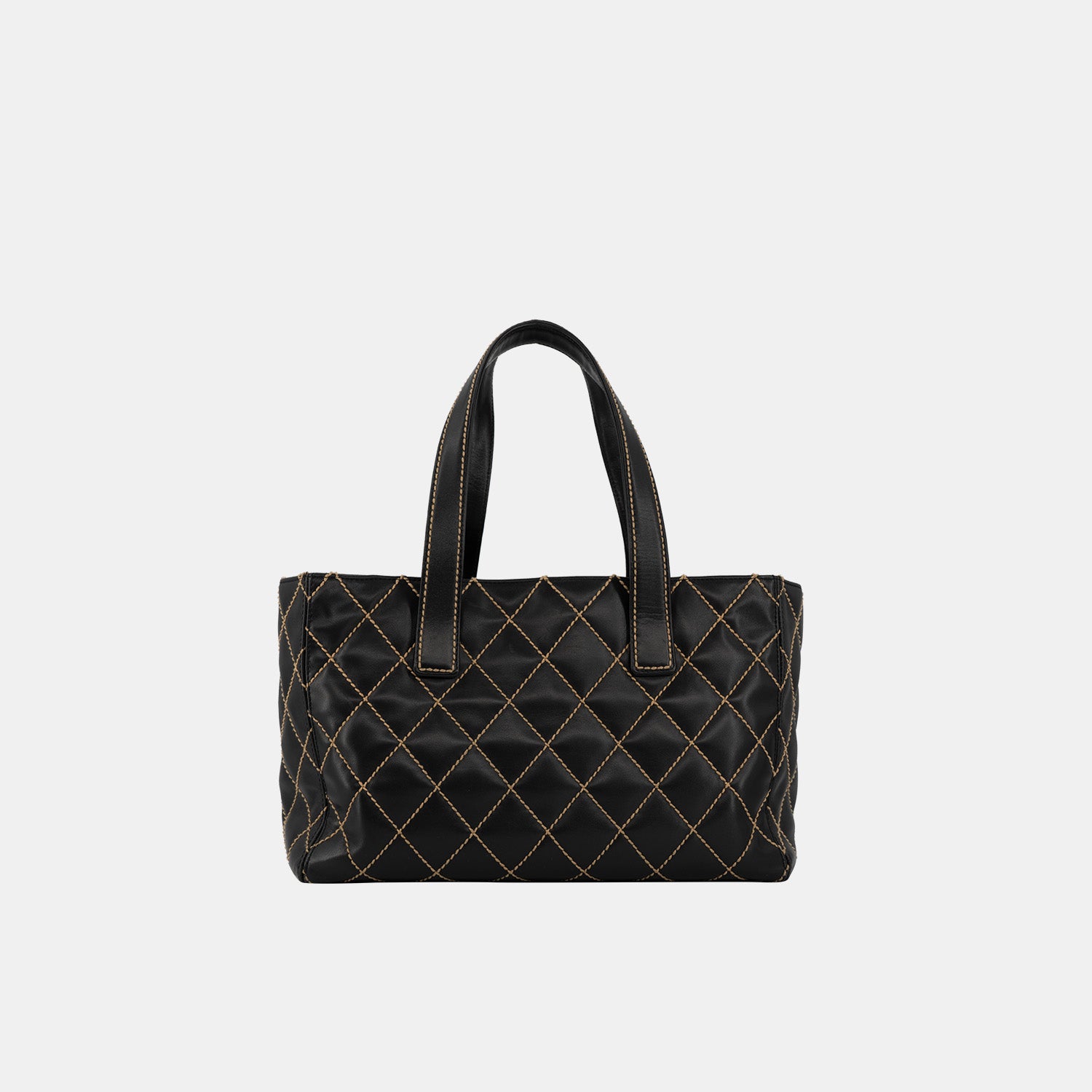 CHANEL Calfskin Wild Stitch Tote Black 766040