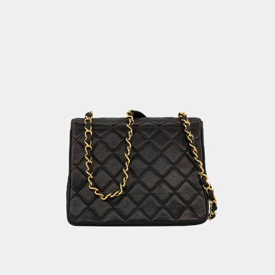 Chanel *Rare* Vintage Square Flap Bag in Black Lambskin with Gold Hardware