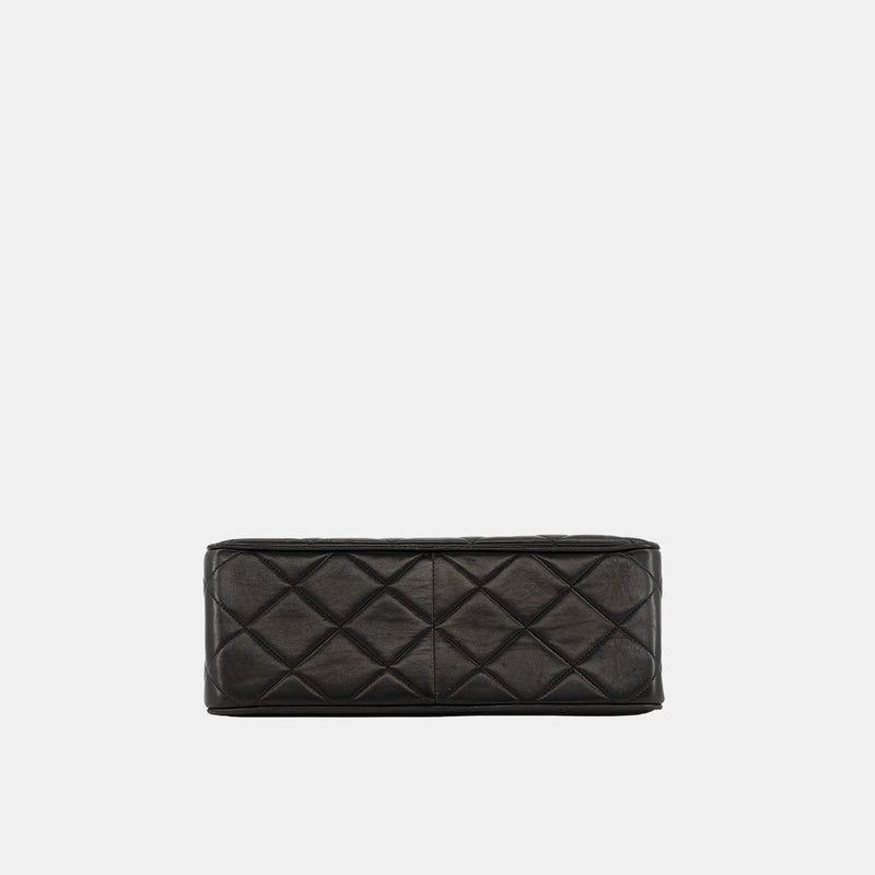 Chanel *Rare* Vintage Square Flap Bag in Black Lambskin with Gold Hardware